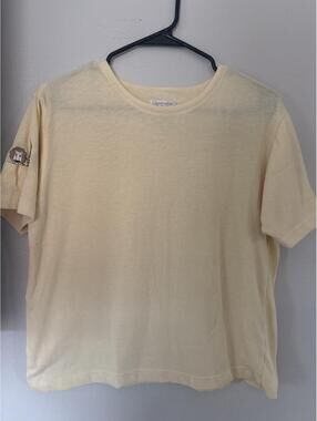 Christopher & Banks Women's L Yellow Safari Animal Embroidered Tee